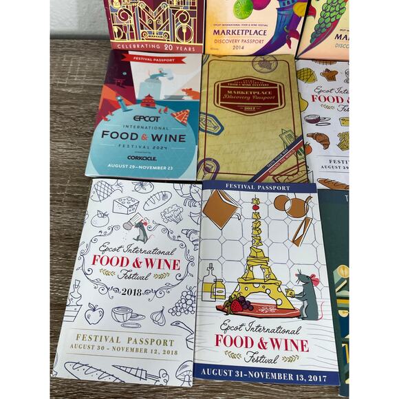 Disney EPCOT Festival Passport Lot 12 Food & Wine Garden Marketplace Booklets - Picture 4 of 10